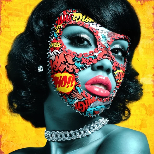 Woman in Mask Comic Book Art Portrait