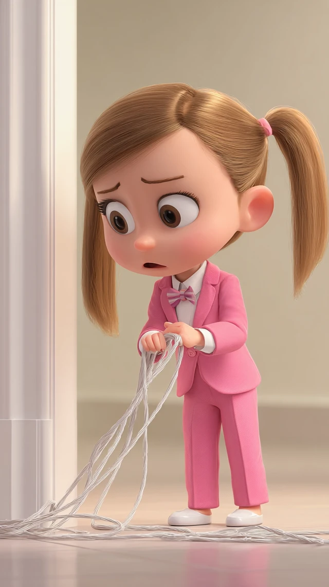Determined Baby Girl in Pink Suit 3D Cartoon