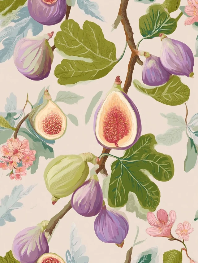Fig Pattern Pastel Seamless Floral Background