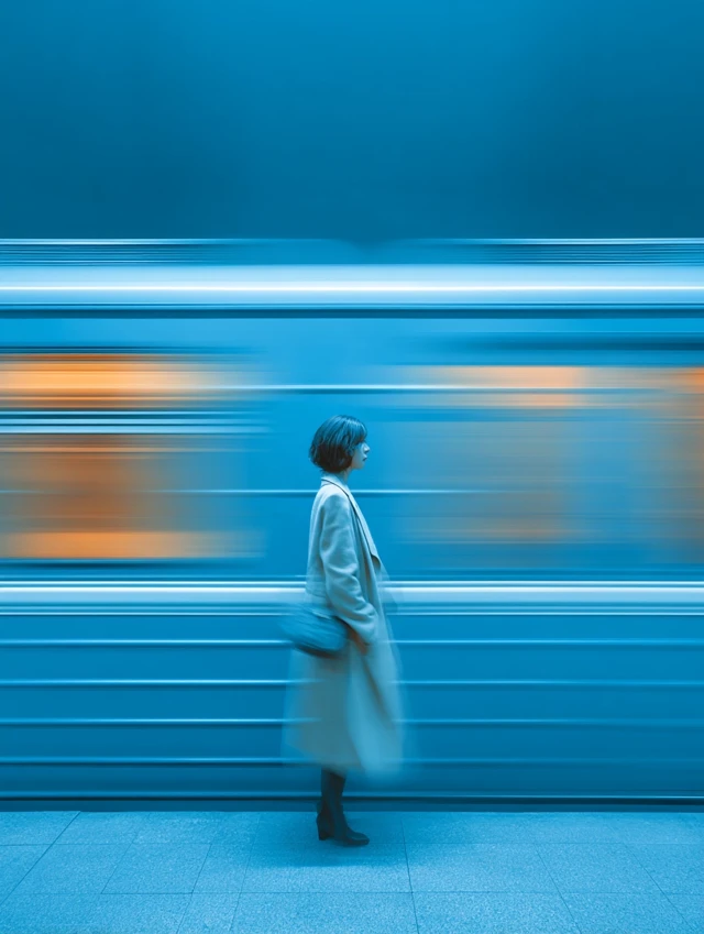 Woman in Blue Motion Conceptual Commercial Image