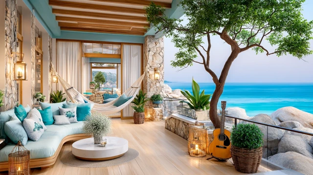 Cozy Seaside Cafe Italian Coastline Relaxation