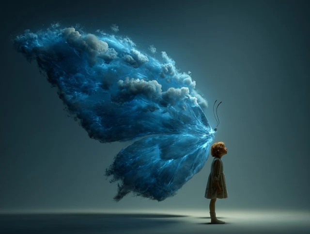 Dreamscape Girl with Cloud Wings Magical Realism