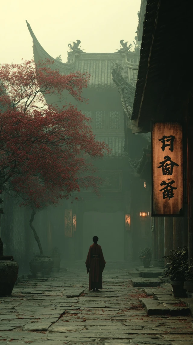 Ancient China Woman in Courtyard Surreal 8K