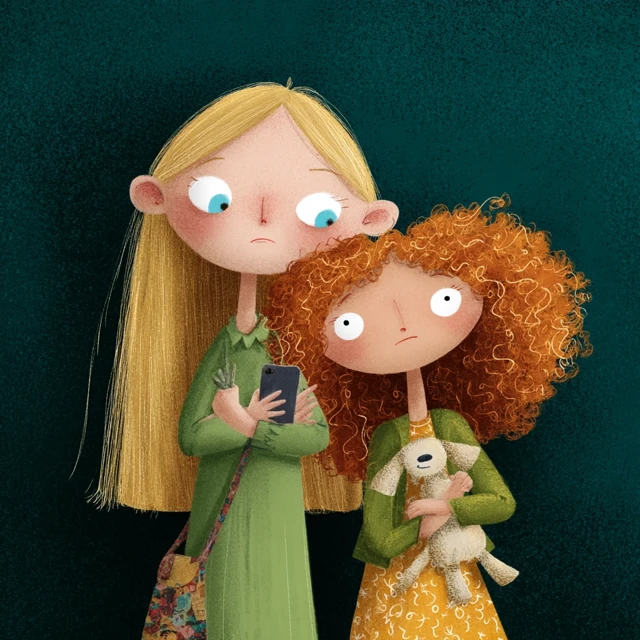 Childrens Book Cover Two Girls Illustration