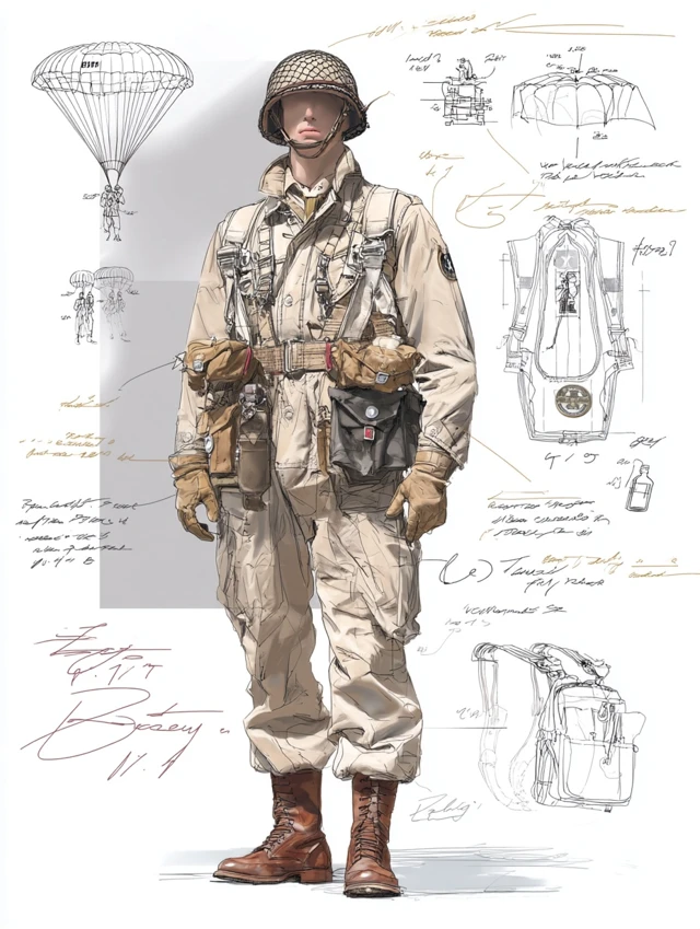 WWII US Army Paratrooper Uniform Sketch
