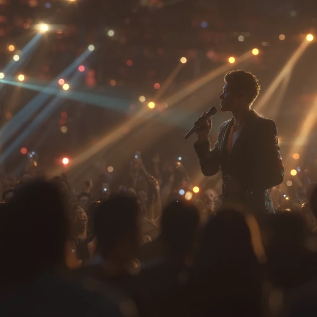 Male Singer Performing for an Audience 3D Fantasy