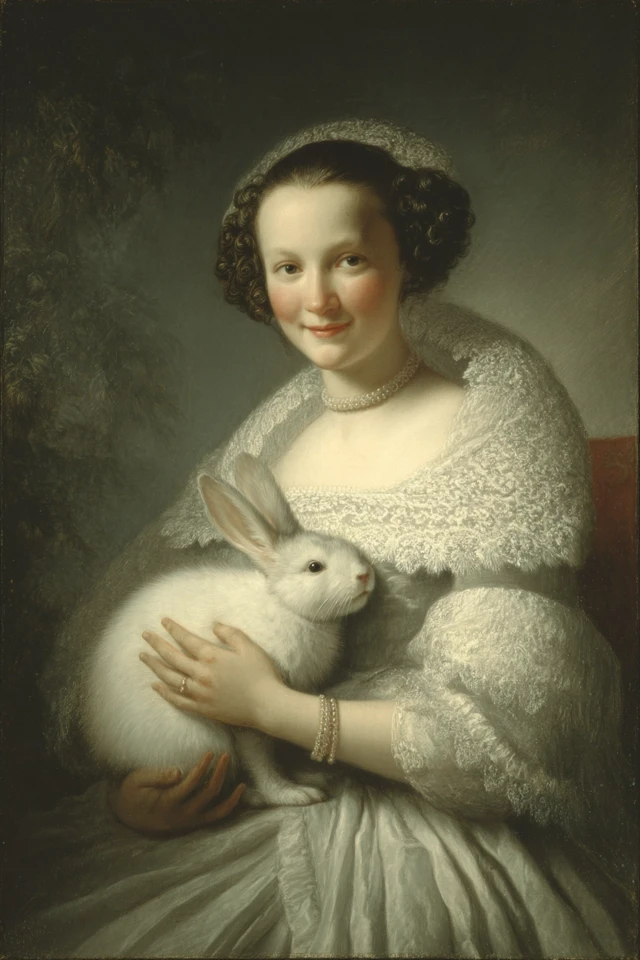 Renaissance Woman with Easter Bunny Portrait