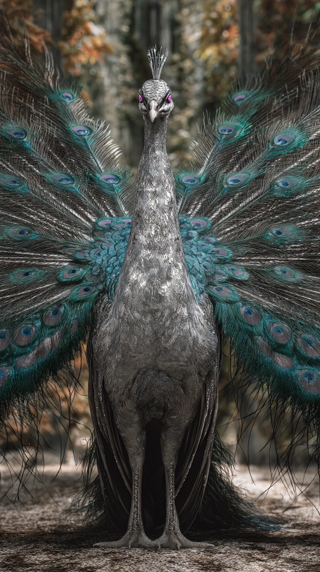 Diamond Peacock Guardian Portrait Luxurious Fantasy