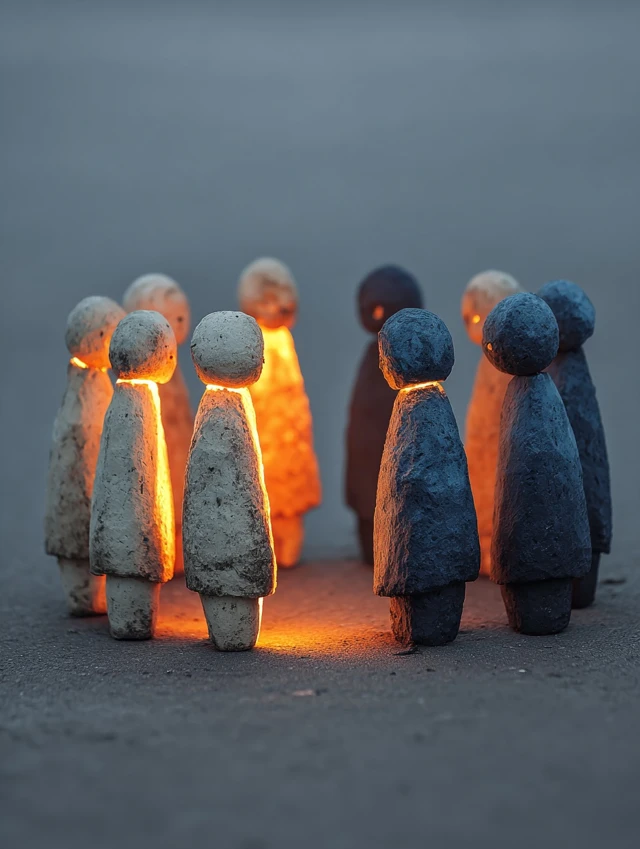 Ceramic Figures Glowing Circle Concept Art