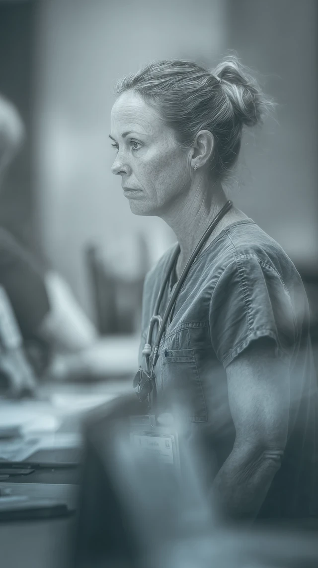 Nurse in Hospital Portrait Black and White