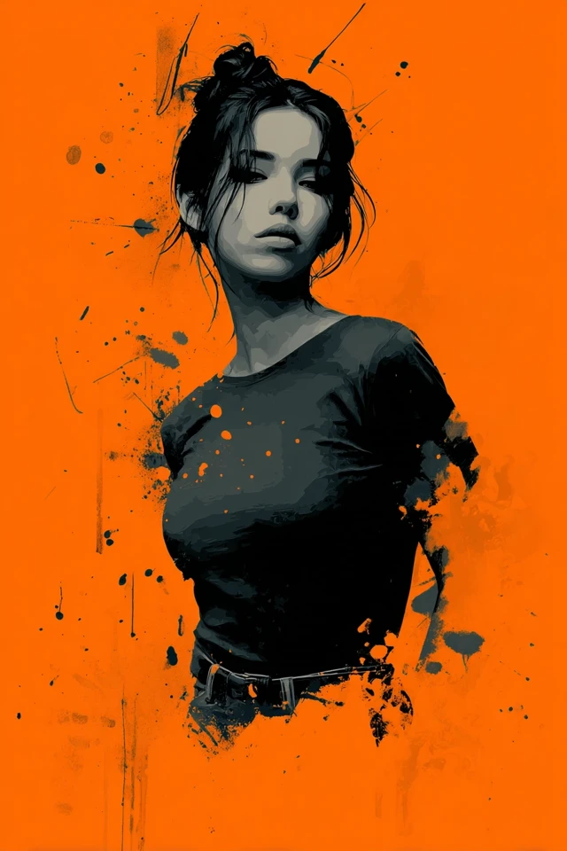 Woman Portrait Minimalist Splashy Tones