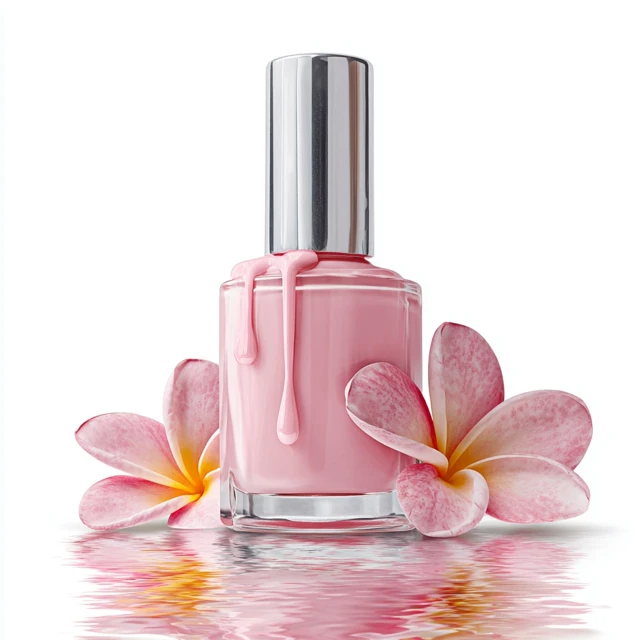 Baby Pink Nail Polish with Flowers