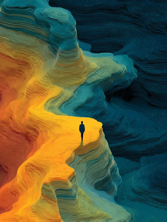 Surreal Landscape Figure Vector Art