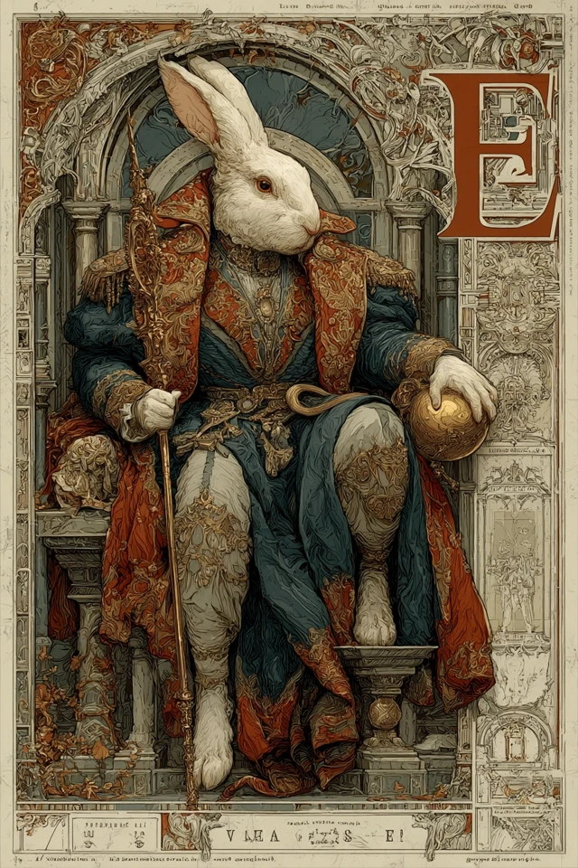 Illuminated Manuscript Rabbit King Art