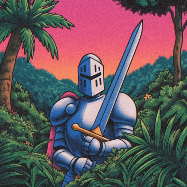 Cute Knight in Jungle Illustration