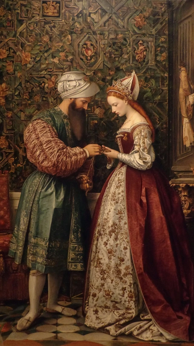 Renaissance Wedding Painting Couple Ceremony Art