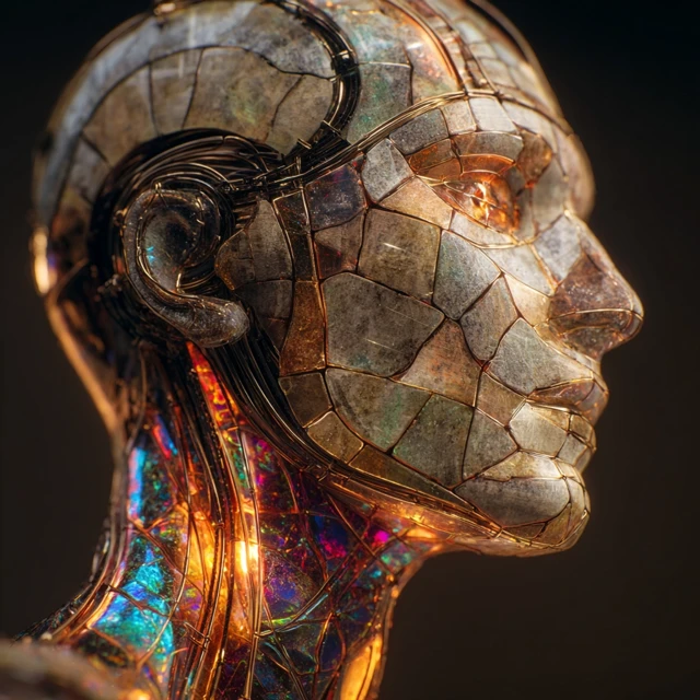 Cyberpunk Glass Head Hyperrealistic Portrait