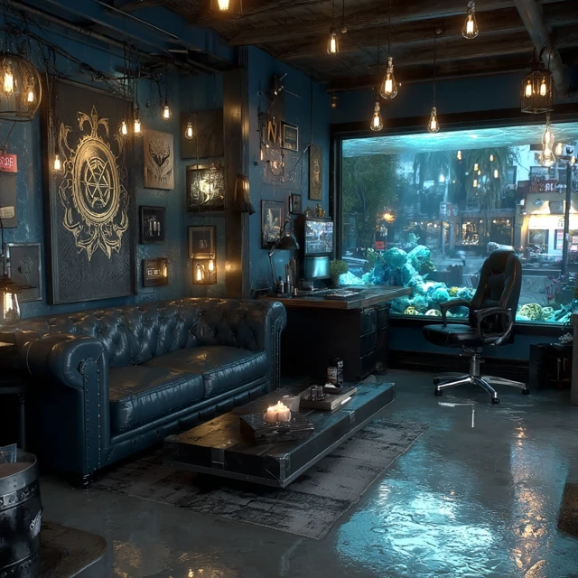 Tattoo Studio Interior Design Minimalist Black Furniture