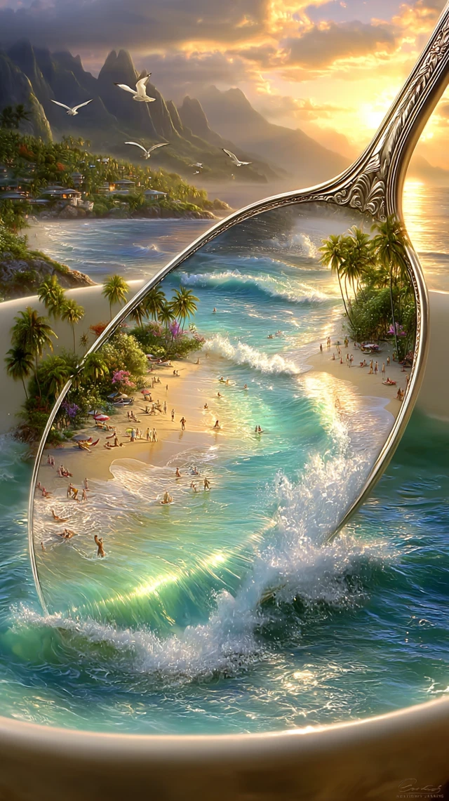 Magical Beach Scene in a Spoon Dreamy Art