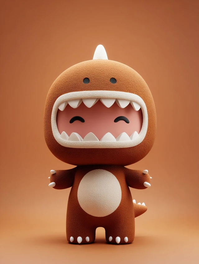 Cute 3D Cartoon T Rex Mascot Doll Design