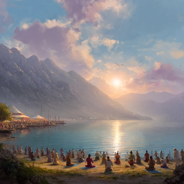 Peaceful Festival by the Sea Sunrise Yoga and Serenity