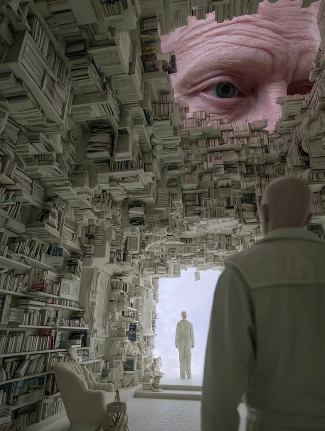 Surreal Library Scene Tim Walker Style