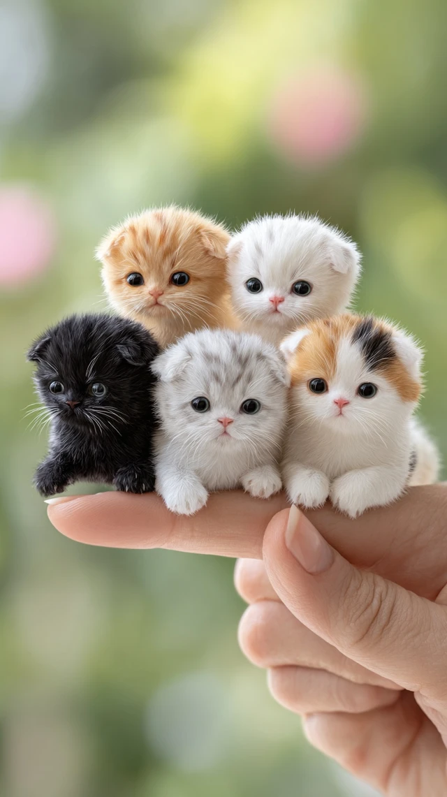 Cute Scottish Fold Kittens on a Finger Adorable Cats