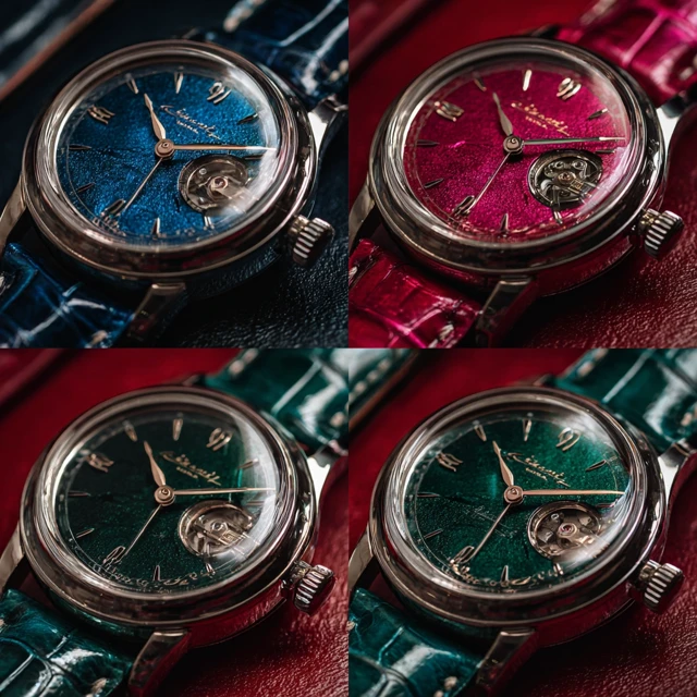 Elegant Mechanical Wristwatch with Colored Dials