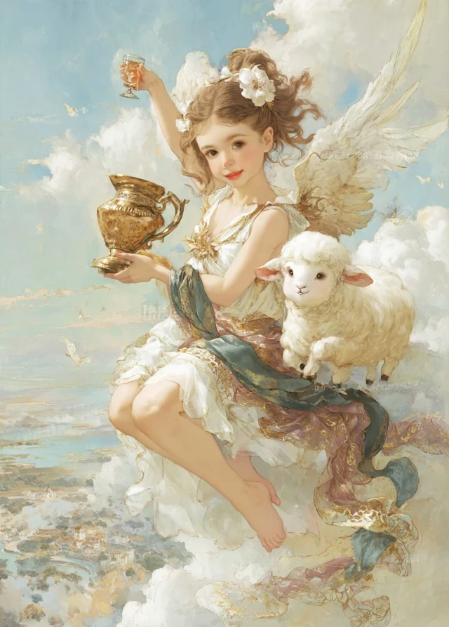 Hebe Greek Goddess With Lamb Artwork