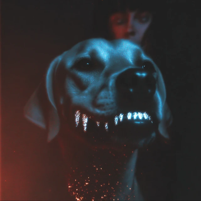 Dog and Girl Mystical Art with Purple Lighting