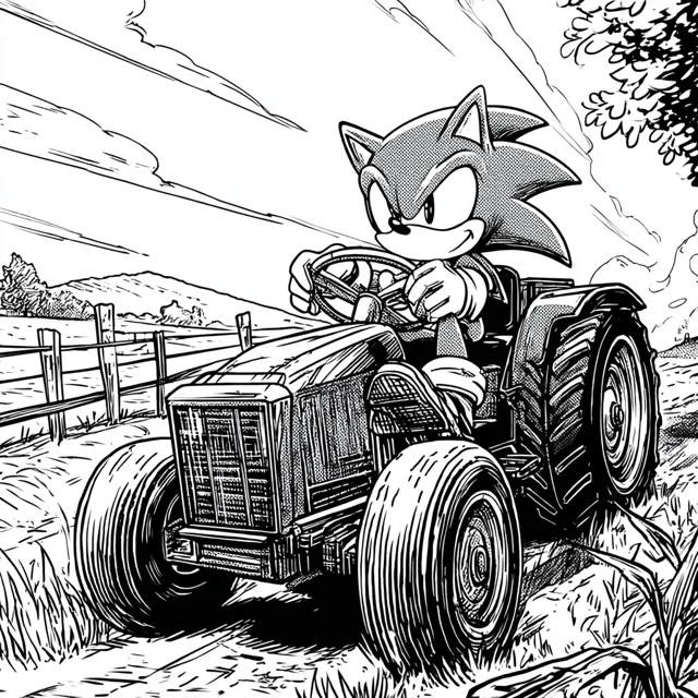 Shadow the Hedgehog Tractor Coloring Page