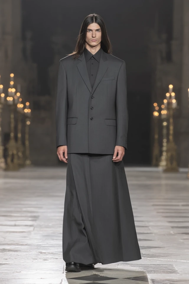 Avant Garde Male Model in Dior Dark Suit
