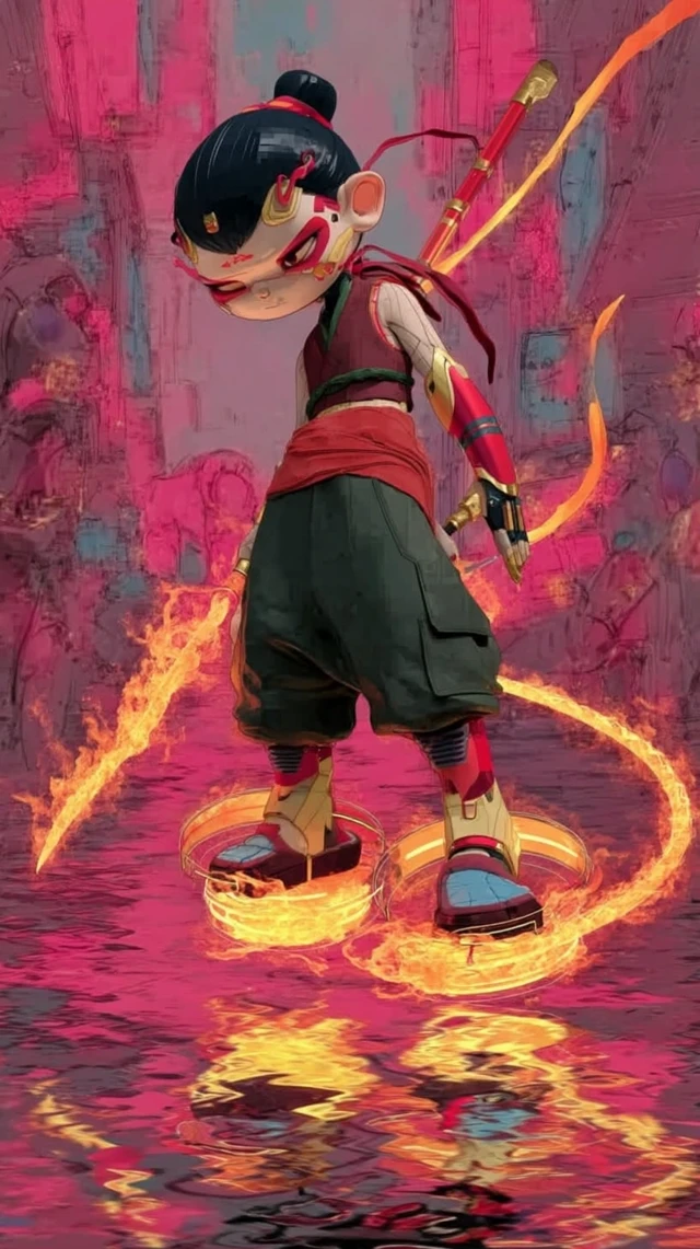 Cyberpunk Nezha: Chinese God in Futuristic City