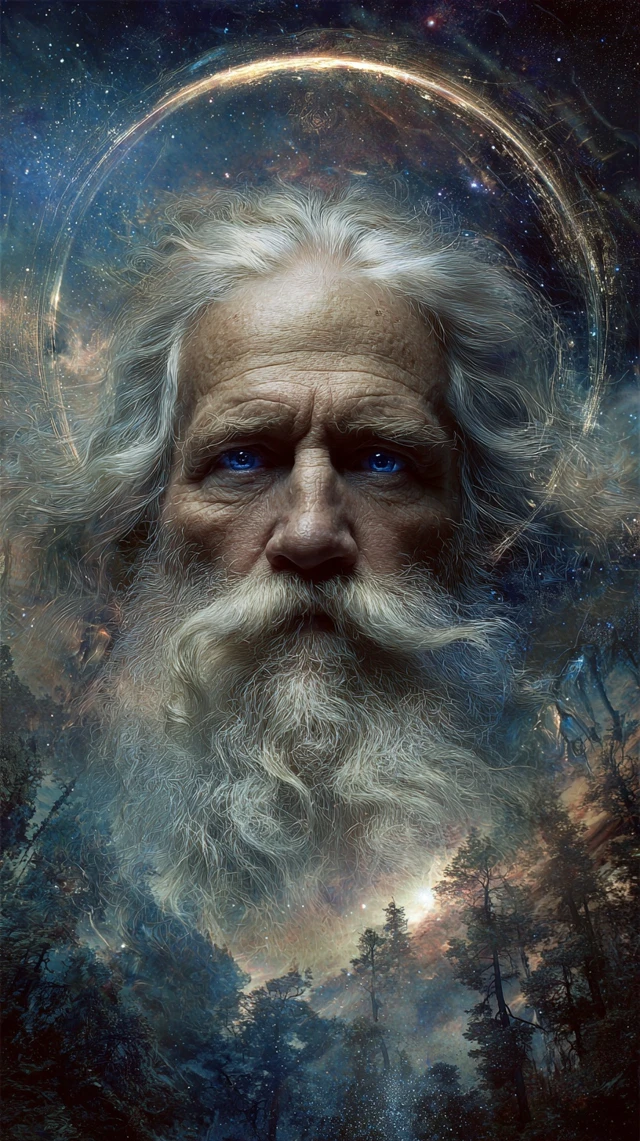 Wise Man in Cosmic Cloud Celestial Art