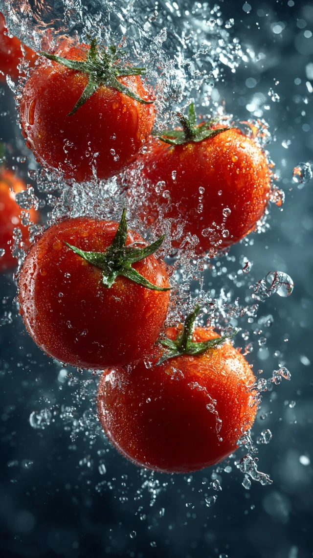 Tomatoes Falling Into Water Slow Motion Splash