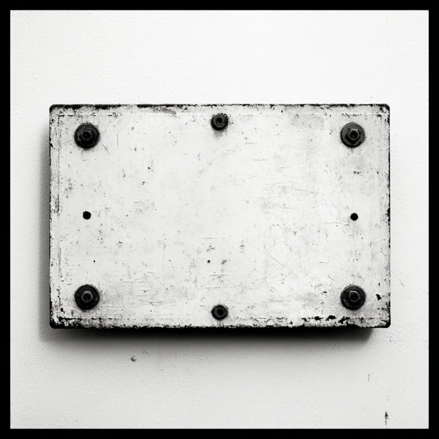 Weathered White Sign with Screws - Studio Photography