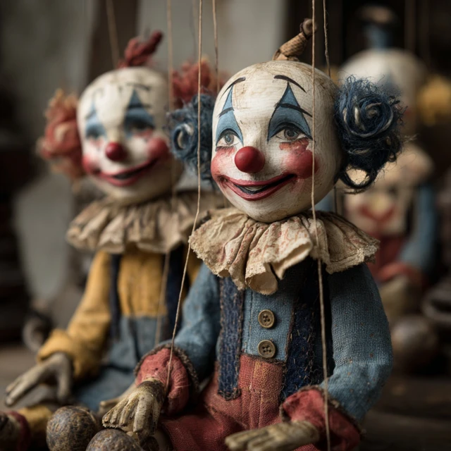 Sad Clown Marionette Dolls