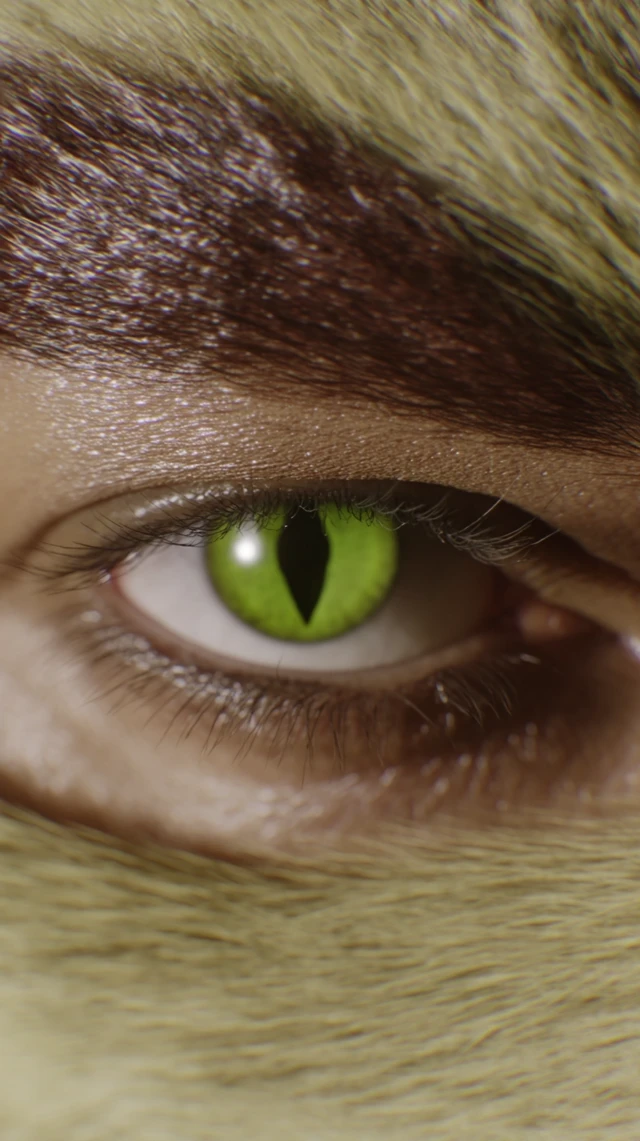 Intense Cat Eye Close-up Horror