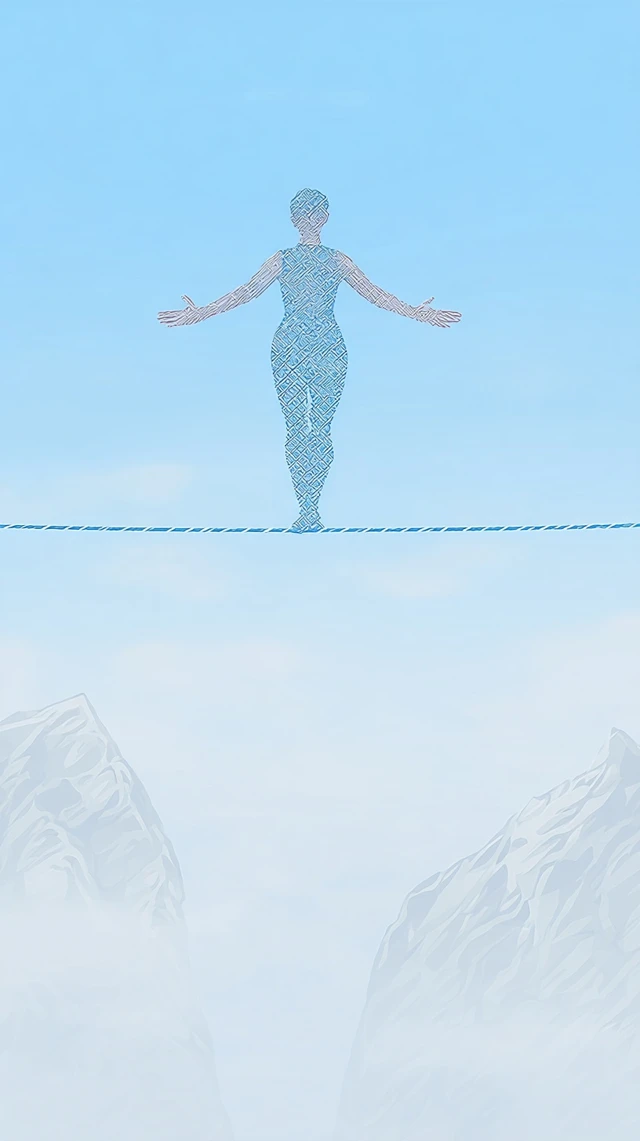 Economic Balance Tightrope Walk Illustration