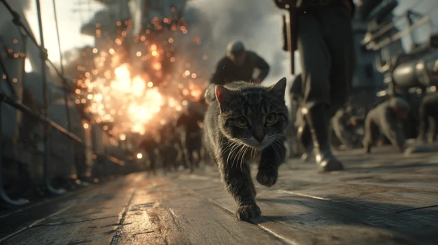 WWII Warship Cat Naval Battle Cinematic