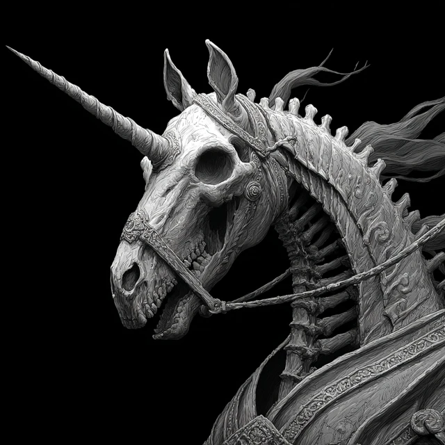 Undead Skeleton Unicorn Dark Fantasy Art