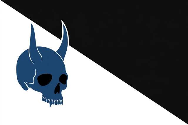 Minimalist Pirate Flag Design with Horned Skull