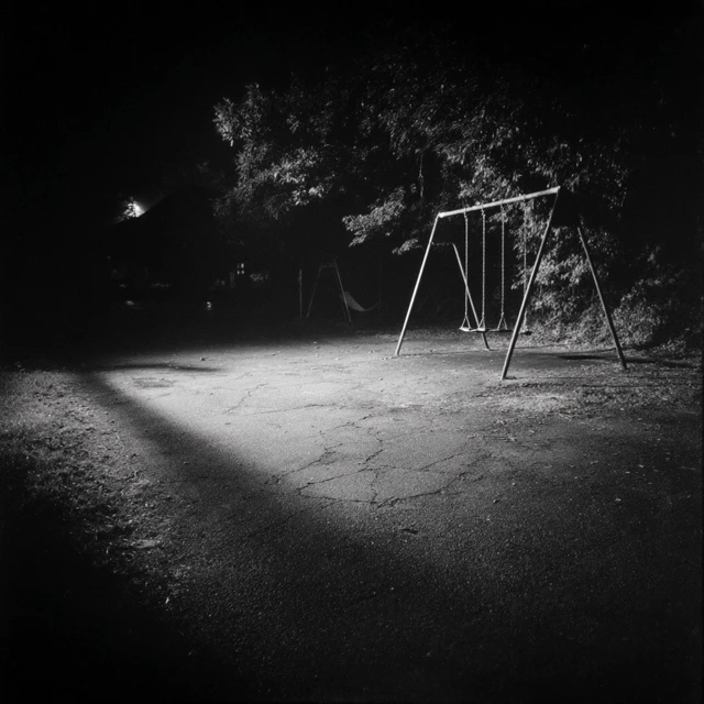 Abandoned Playground at Night Horror Photo