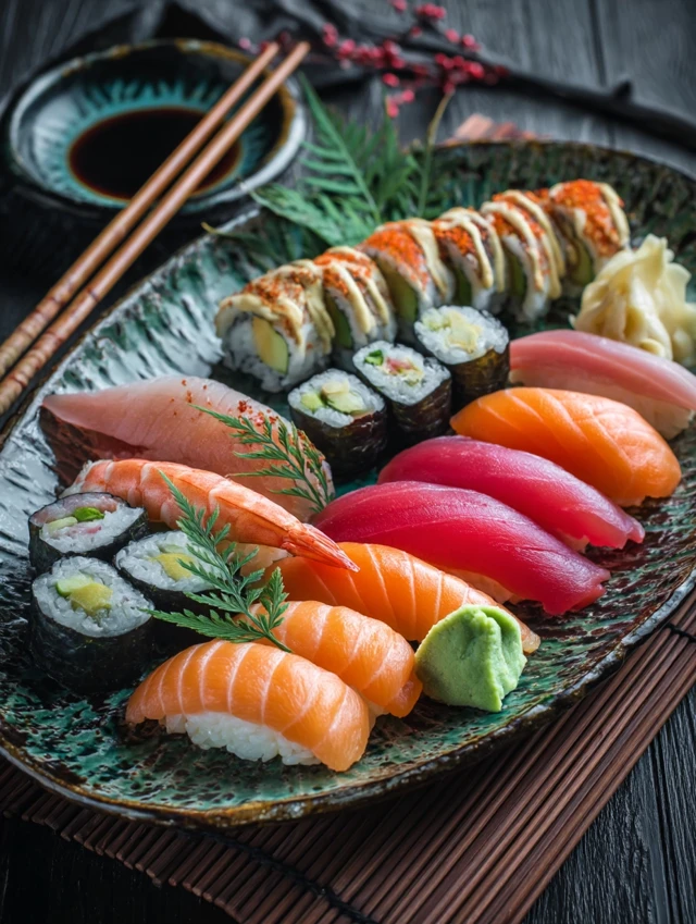 Sushi and Sashimi Platter: Japanese Cuisine