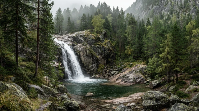 Waterfall in Forest Nature Photography