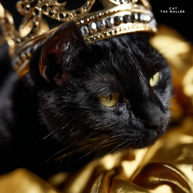 Black Cat The Ruler In Shiny Gold Crown