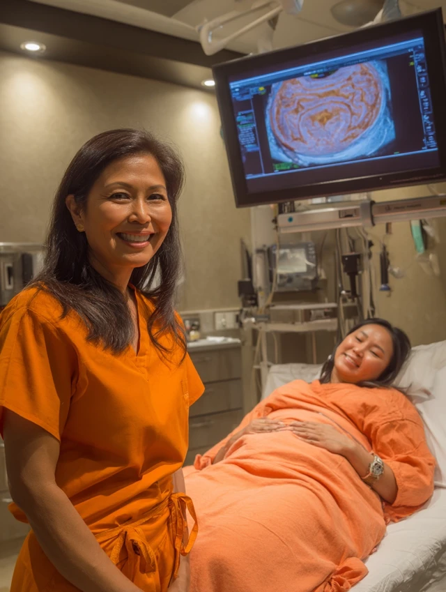Asian Nurse and Patient in Hospital Room