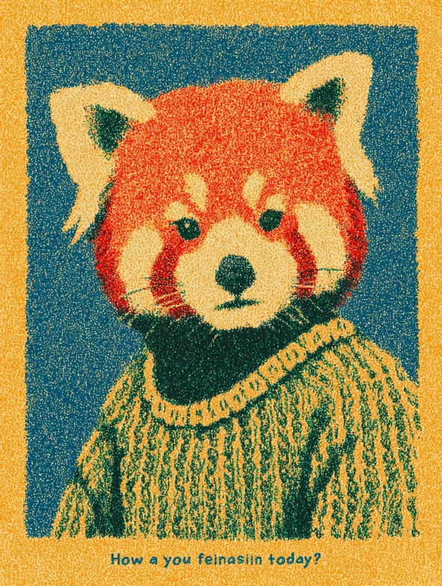 Cute Red Panda Illustration Gouache Art