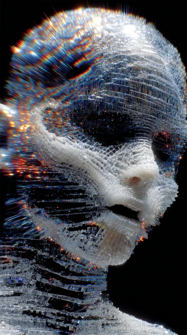 Glitch Portrait: Hyperrealistic Digital Art