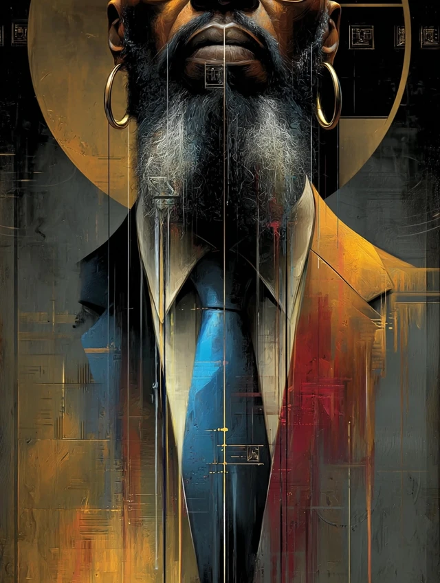 Fathers Day Art: Black Man with Beard and Tie